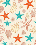 Ocean Coral Starfish Shell Scatter Rug