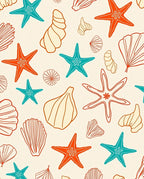 Ocean Coral Starfish Shell Scatter Rug