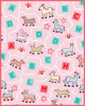 Pink Pastel Farm Animals Alphabet Cubes Rug