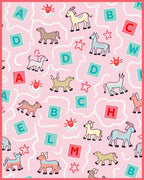 Pink Pastel Farm Animals Alphabet Cubes Rug
