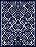 Deep Blue Floral Medallion Geometric Rug