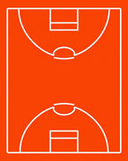 Energetic Orange Basketball Court Outline Rug