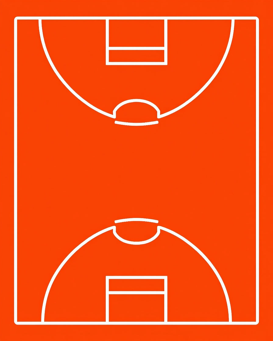 Energetic Orange Basketball Court Outline Rug