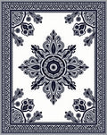 Dark Blue Medallion Border Rug