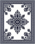 Dark Blue Medallion Border Rug