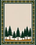 Dark Green Pine Forest Bordered Rug
