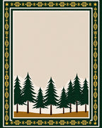 Dark Green Pine Forest Bordered Rug