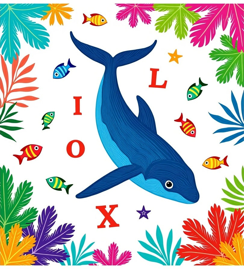 Blue Whale Tropical Fish Coral Reef Rug