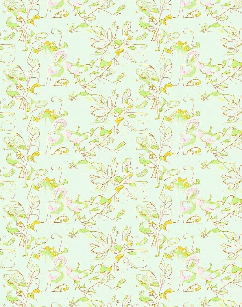 Pastel Leafy Vine Abstract Rug