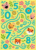 Cute Animals And Numbers Yellow Rug