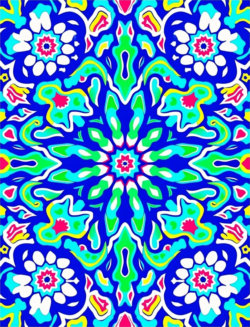 Vibrant Blue Starburst Medallion Rug