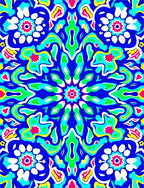 Vibrant Blue Starburst Medallion Rug