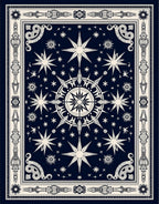 Navy Celestial Star Compass Rug