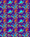 Vibrant Orange Aqua Abstract Swirls Rug