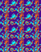 Vibrant Orange Aqua Abstract Swirls Rug