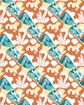 Abstract Terracotta Blue White Organic Forms Rug