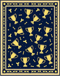 Golden Trophies Navy Blue Border Rug