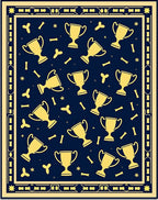 Golden Trophies Navy Blue Border Rug