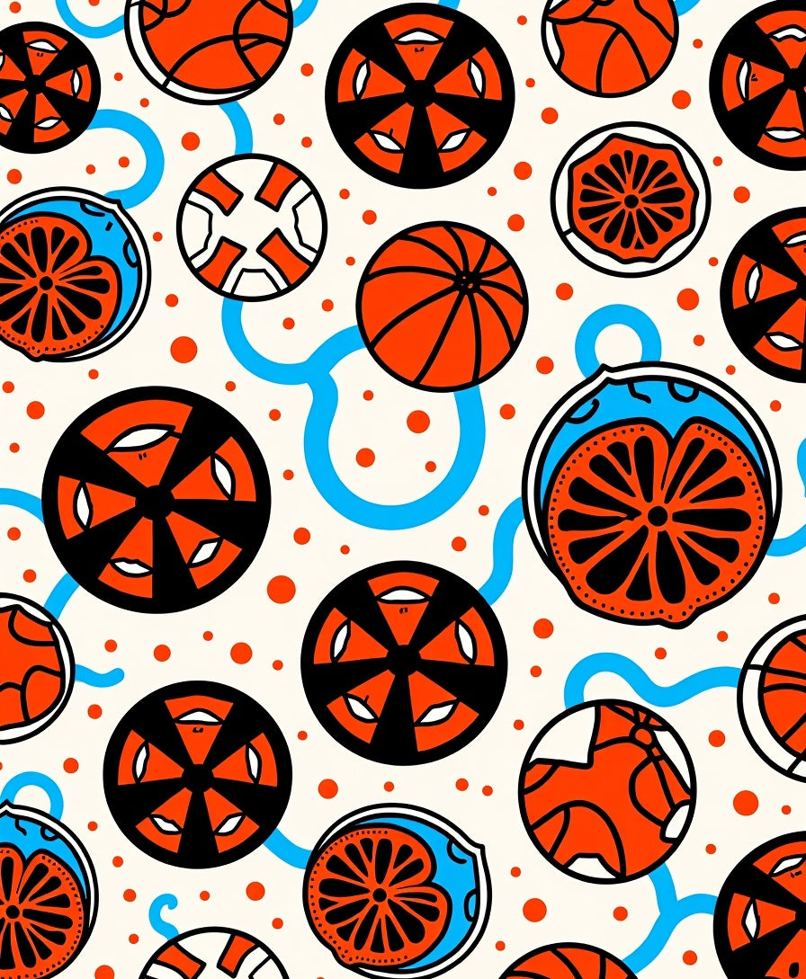 Orange Blue Circles Geometric Dots Rug