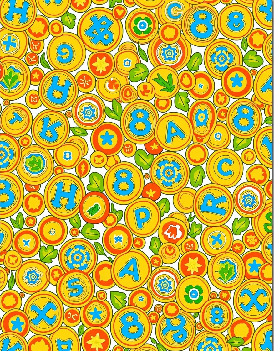 Whimsical Alphabet Circles And Numbers Rug