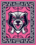Pink Fierce Feline Ornamental Border Rug