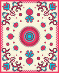 Vibrant Floral Medallion Cream Rug