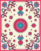 Vibrant Floral Medallion Cream Rug