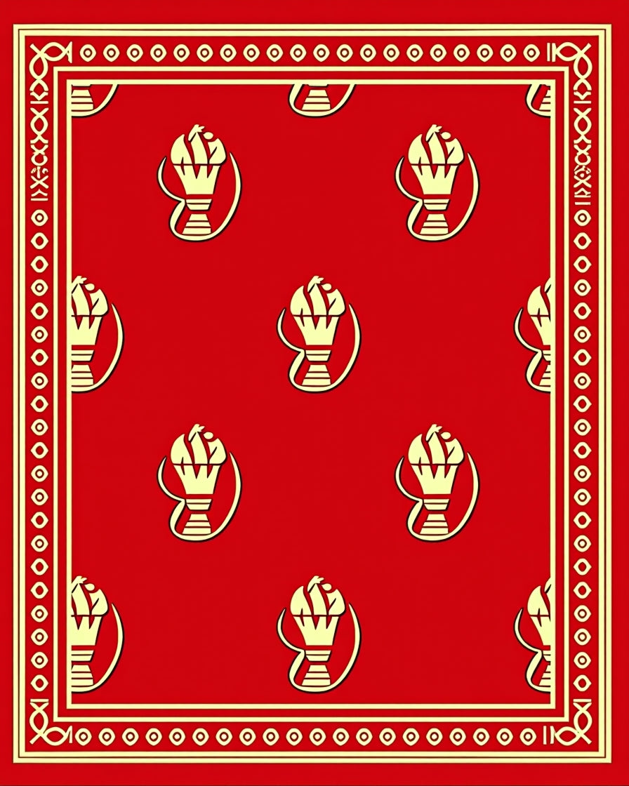 Red Cream Goblet Border Rug