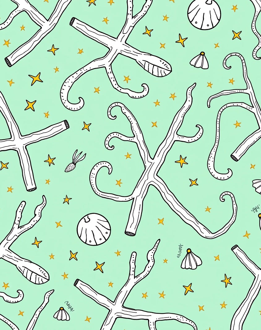 Whimsical Twig Starry Mint Meadow Rug