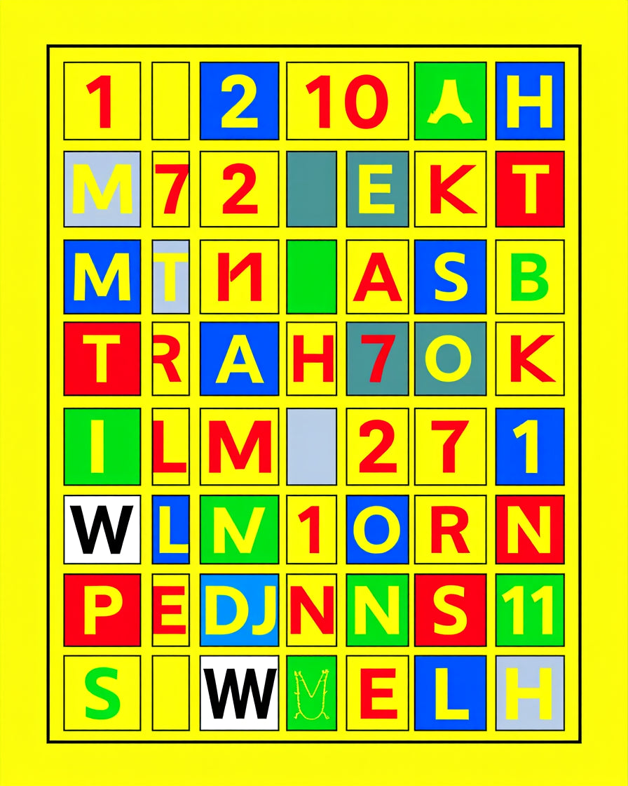 Bold Alphabetical Grid Graphic Rug
