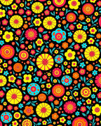 Funky Multicolor Floral Bloom Collage Rug