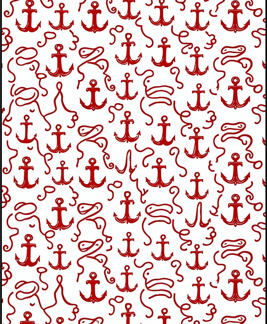 Red Anchor Marine Collage Rug