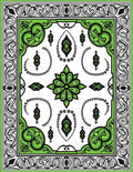 Vibrant Green Floral Arabesque Rug