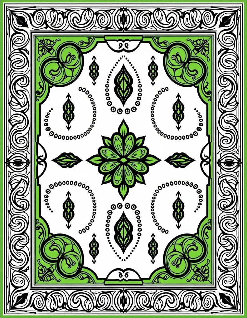 Vibrant Green Floral Arabesque Rug