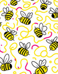 Playful Yellow Bee Swirls Rug