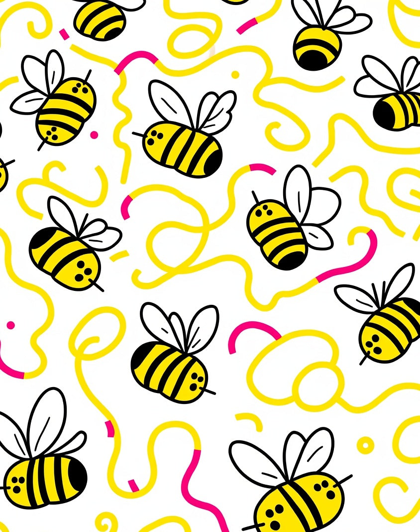 Playful Yellow Bee Swirls Rug