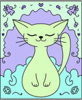 Pastel Cat with Floral Accents Rug