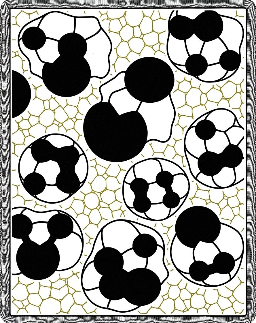 Abstract Black White Cellular Forms Rug
