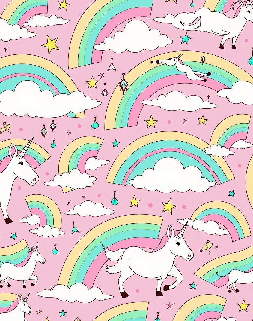 Pastel Unicorn Rainbow Cloud Adventure Rug