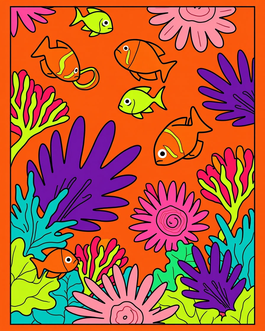 Vibrant Coral Fish Underwater Scene Rug