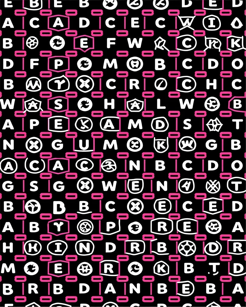 Black White Pink Alphabet Scatter Rug