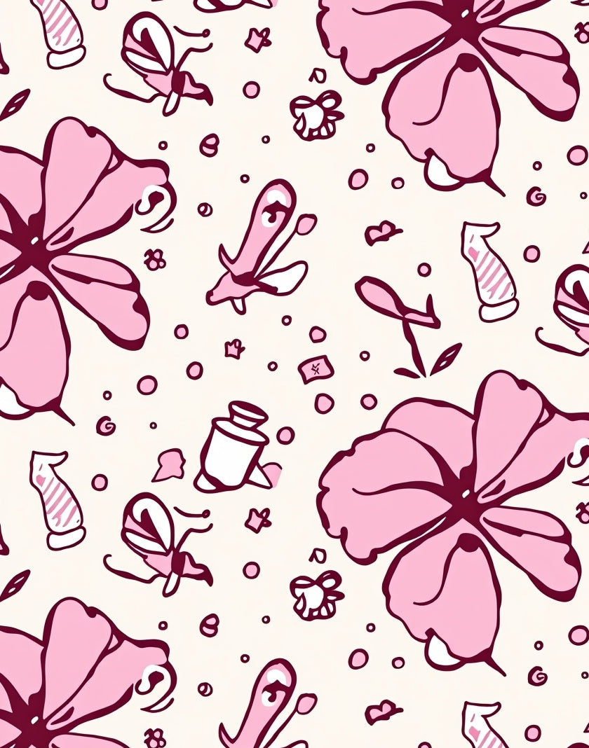 Whimsical Pink Floral Butterfly Garden Rug