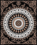 Peach Black Mandala Art Rug