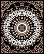 Peach Black Mandala Art Rug