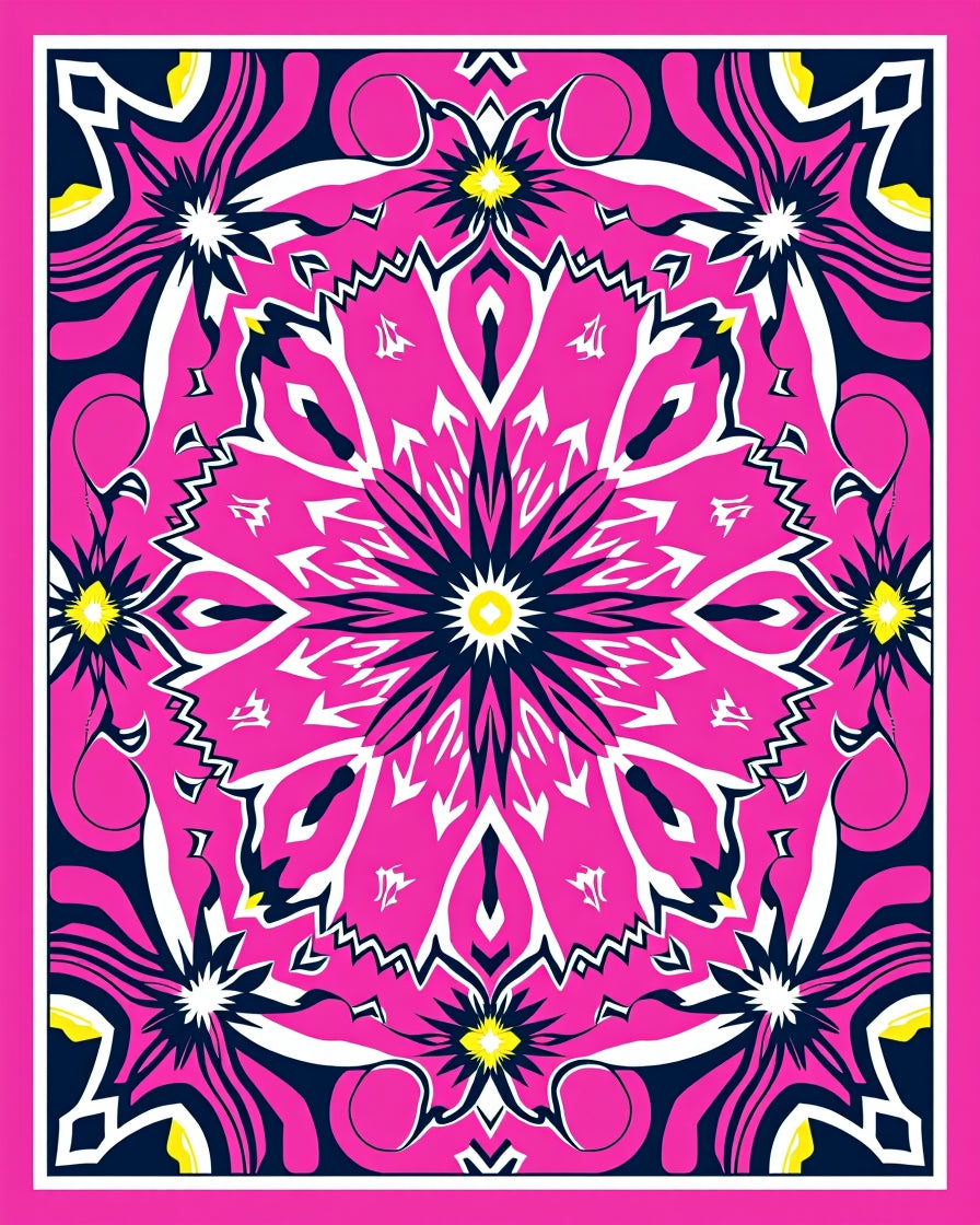 Vibrant Pink Sunburst Floral Rug