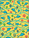 Playful Blue Dolphins Yellow Ocean Rug