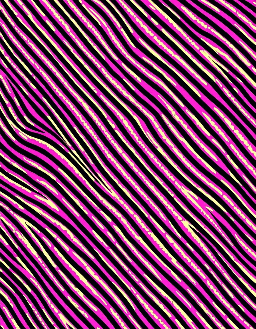 Pink Black Wavy Striped Rug