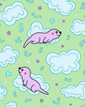 Whimsical Lavender Otter Cloudscape Rug