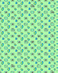 Teal Blue Yellow Objects Geometric Rug