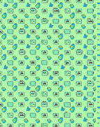 Teal Blue Yellow Objects Geometric Rug